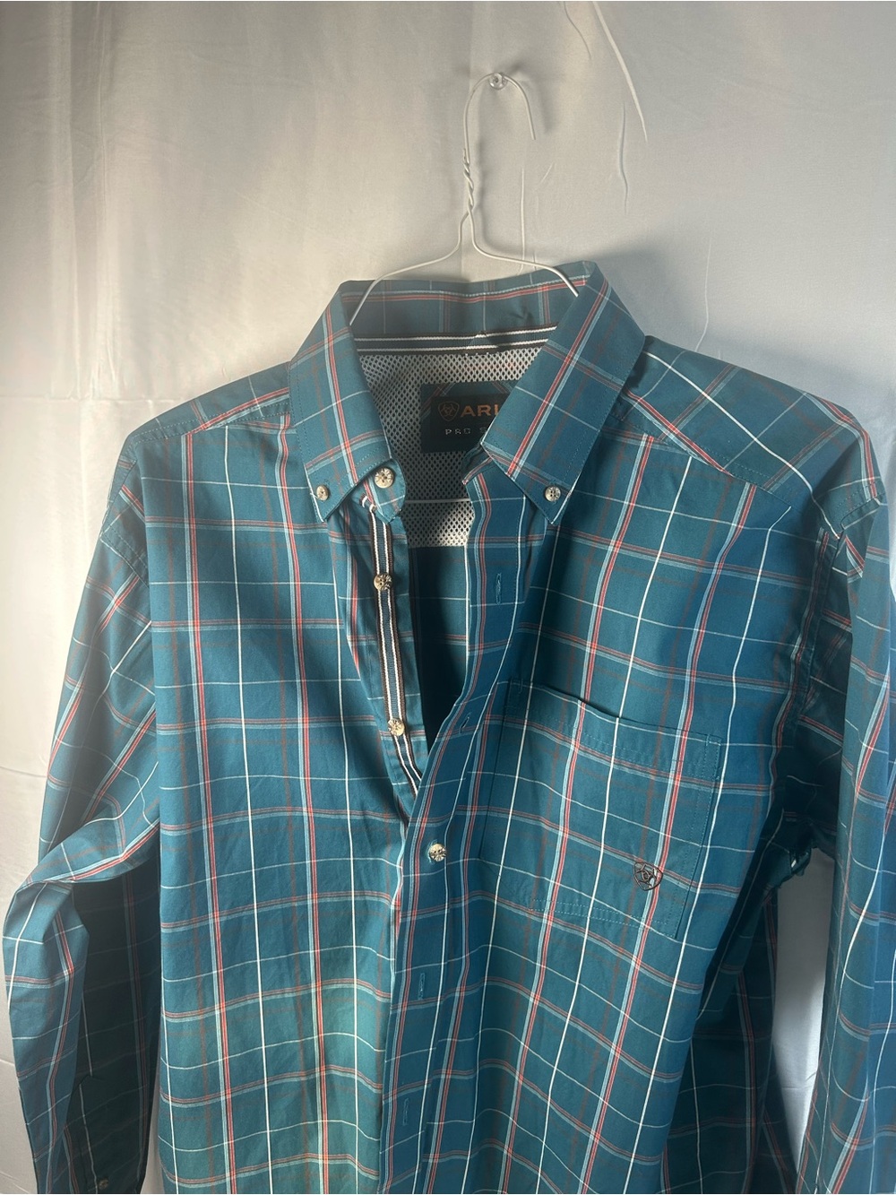 Ariat Teal Plaid Long-Sleeve Button-Down Shirt